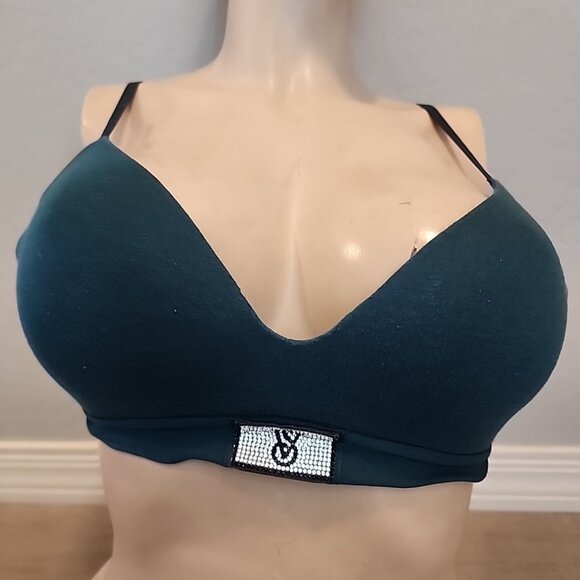 Victorias Secret T-Shirt Lightly Lined Wireless Bra 34C Green Jewels - Picture 1 of 4